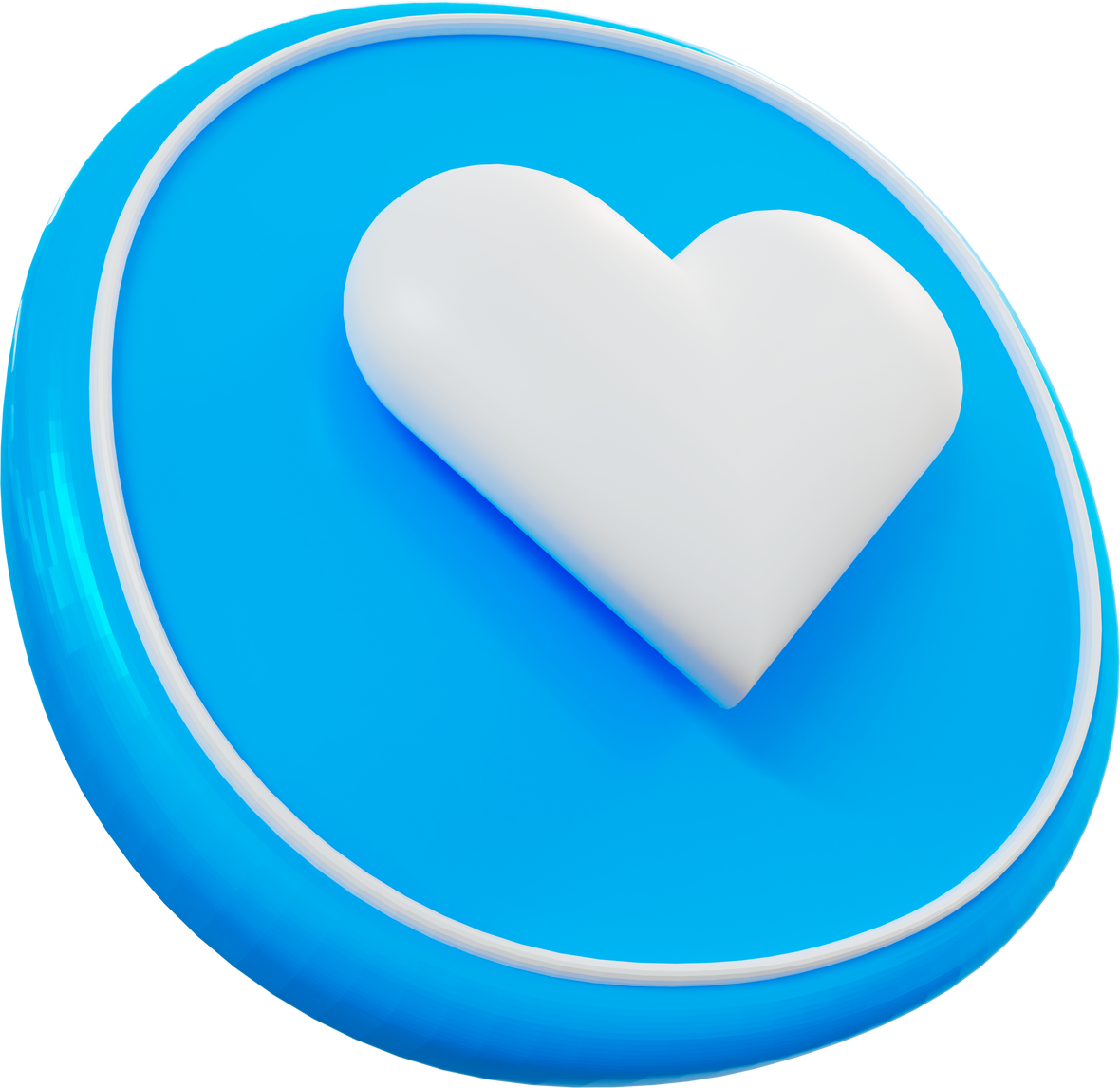 3D Circle Button Blue Heart