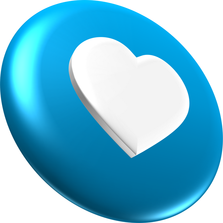 Heart blue 3D rendering