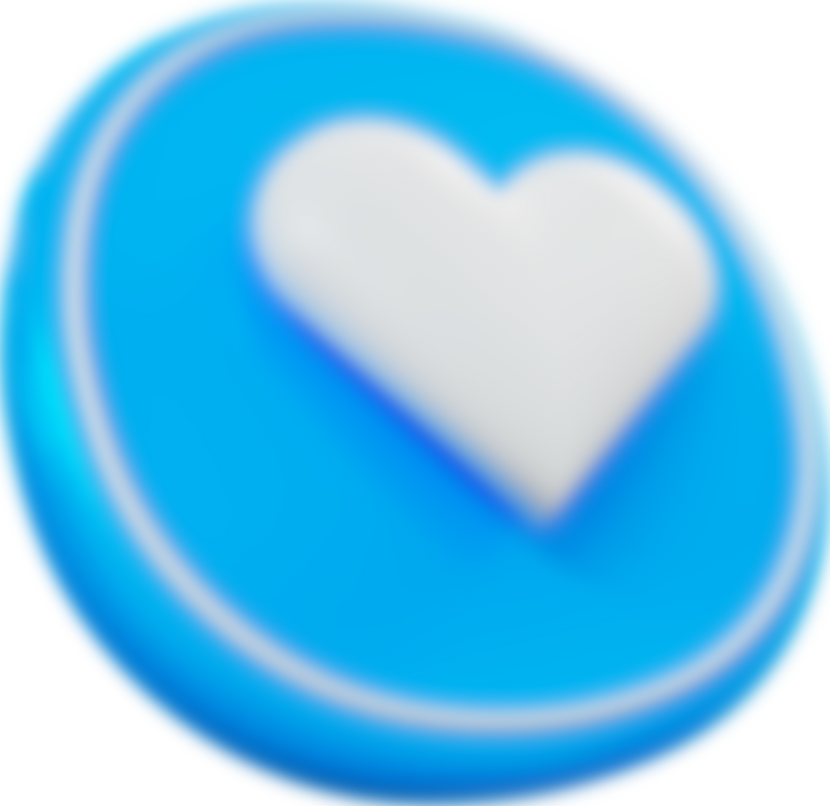 3D Circle Button Blue Heart