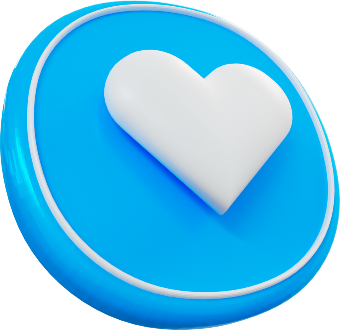 3D Circle Button Blue Heart